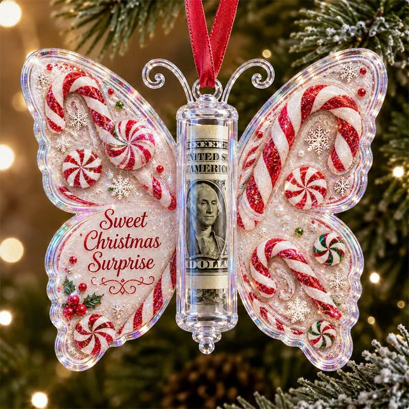 3D Embossed Butterfly Christmas Cash Gift Ornament – Holiday Money Holder Keepsake 🎄✨