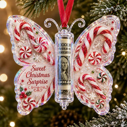 3D Embossed Butterfly Christmas Cash Gift Ornament – Holiday Money Holder Keepsake 🎄✨