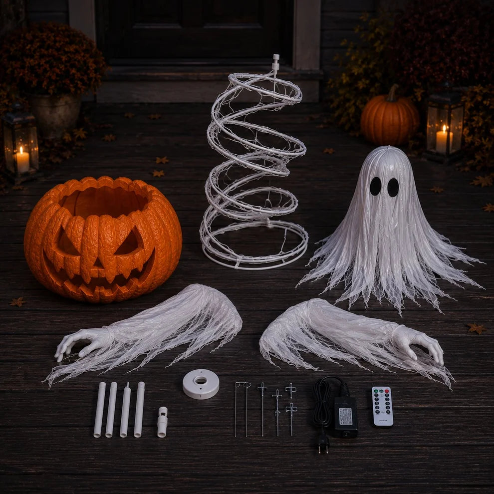 51-Inch Lighted Swirling Ghost Pumpkin Halloween Decoration