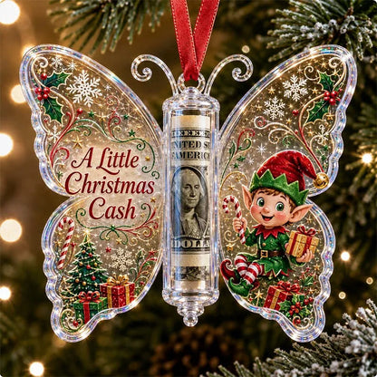 3D Embossed Butterfly Christmas Cash Gift Ornament – Holiday Money Holder Keepsake 🎄✨