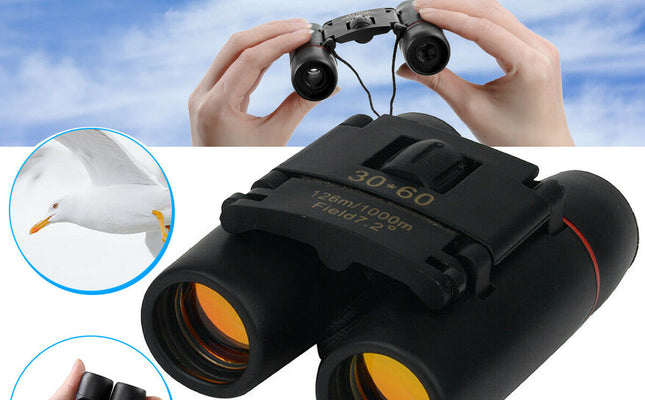 Binoculars 30x60 Zoom Travel Compact Folding Telescope Hunting Day Night Outdoor Small Pocket Binoculars Compact Adults, Mini Kids Binoculars Boys For Bird Watching, Concert Theater Opera
