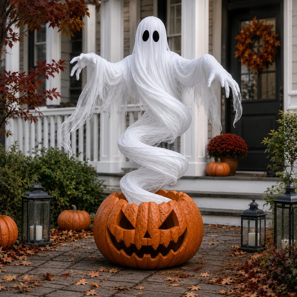 51-Inch Lighted Swirling Ghost Pumpkin Halloween Decoration