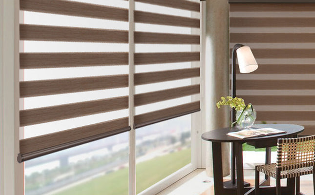 Modern Dual-Layer Gauze & Fabric Roller Curtain