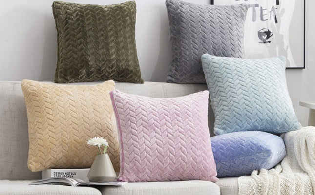 Modern Solid Flannel Sofa Cushion Case