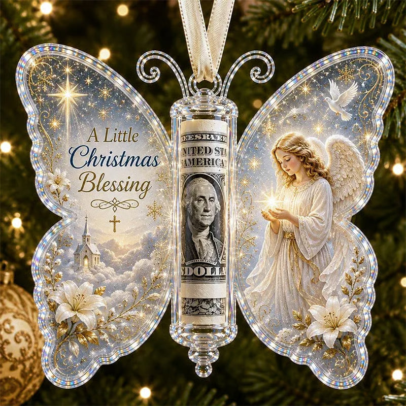 3D Embossed Butterfly Christmas Cash Gift Ornament – Holiday Money Holder Keepsake 🎄✨