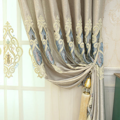 Elegant Thread Embroidery Semi-Transparent Drapes