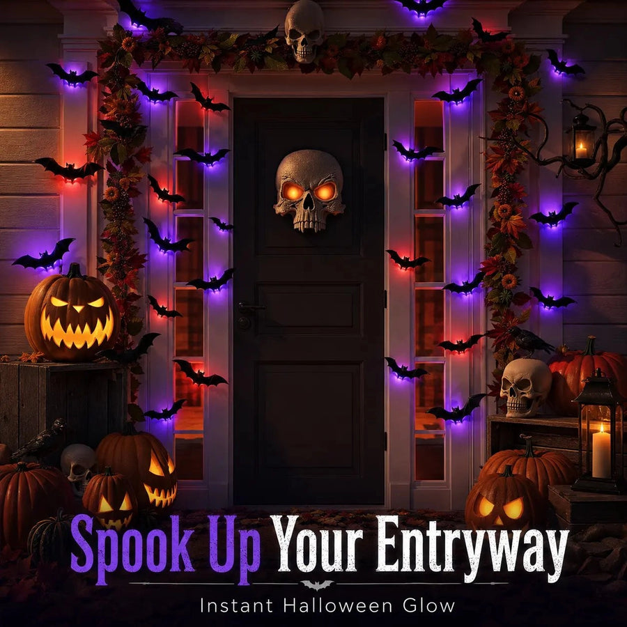 3D LED Glowing Bat Wall Decorations – Halloween Flying Bat Swarm Set