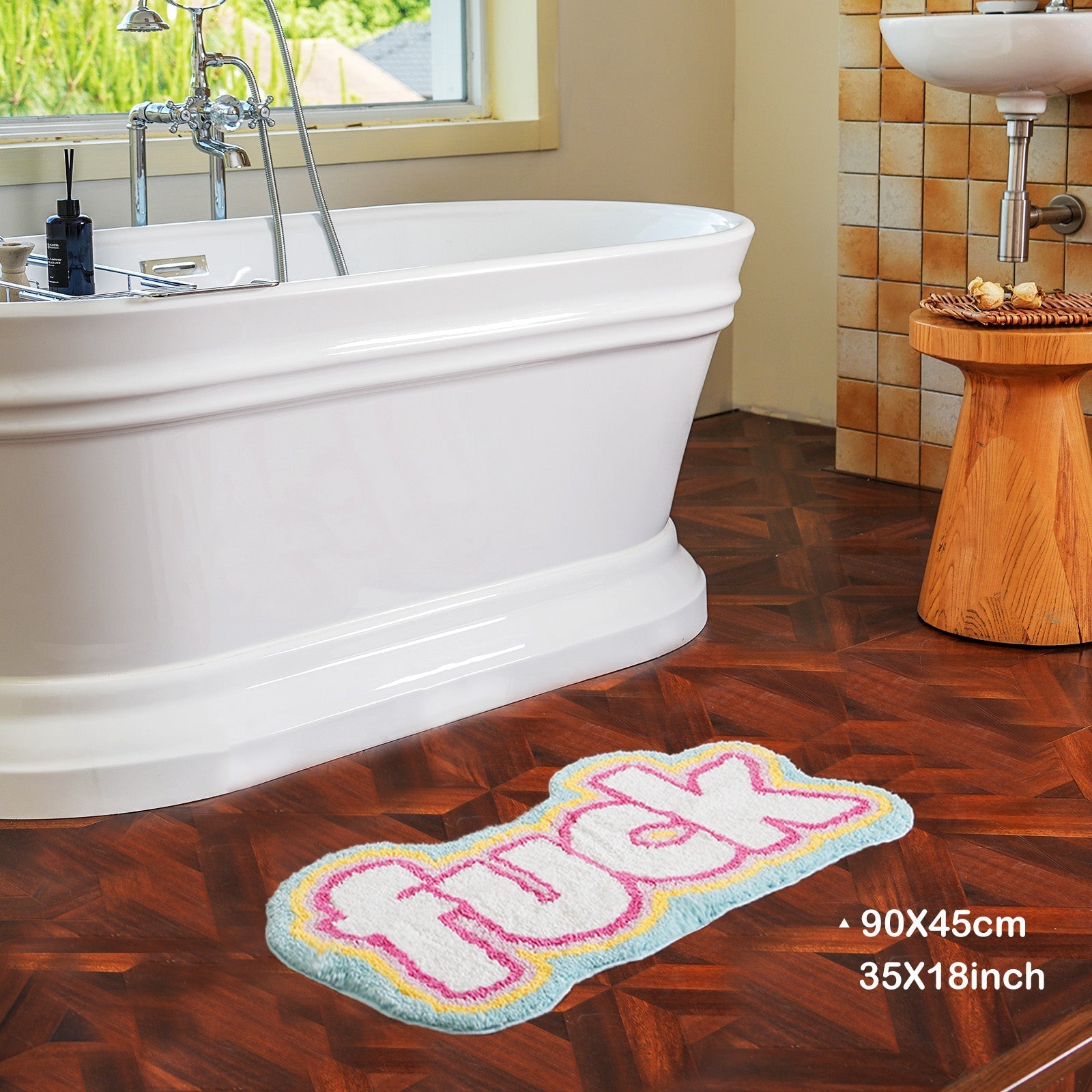 Area Rug Color Rug For Bedroom - Non Slip Bath Rug Absorbent Floor Mat For Bathroom - Cute Washable Small Shower Mat - Aesthetic Modern Home Decoration Birthday Gifts, Thanksgiving Day Decor, Christma
