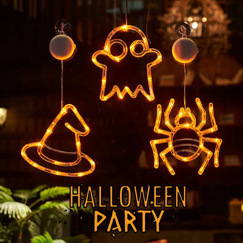 Halloween Window Hanging Lights | LED Spider, Pumpkin & Ghost Decorations