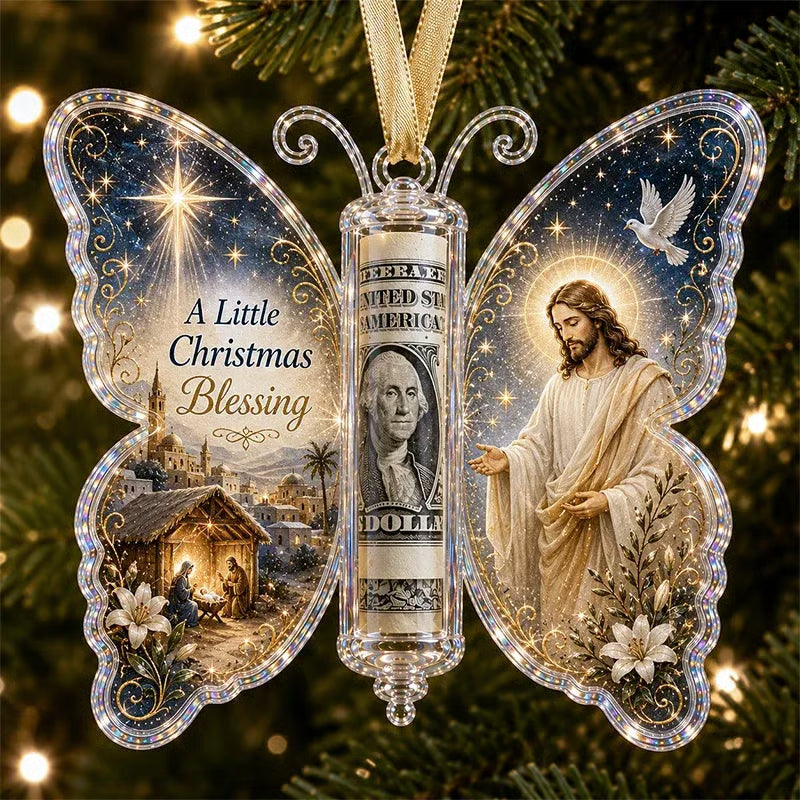 3D Embossed Butterfly Christmas Cash Gift Ornament – Holiday Money Holder Keepsake 🎄✨