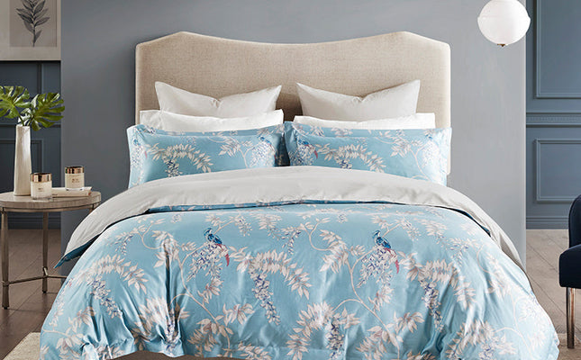 Soft Printed Sateen Weave Bed Sheet Set