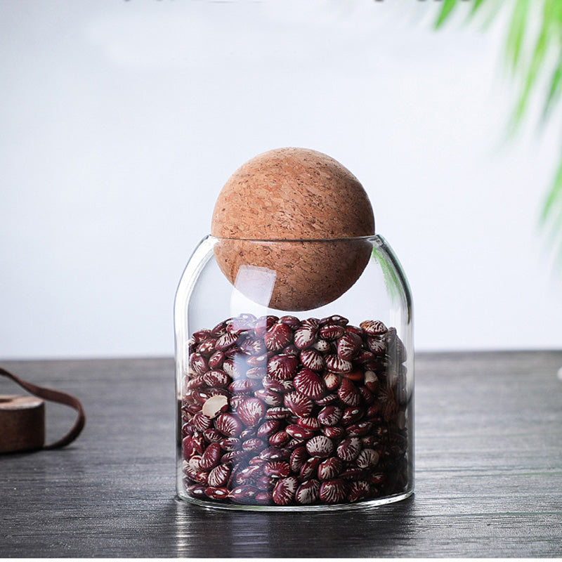 1 SET Storage Ball Jar, Glass Tea Jar, Minimalist Cork Jar, Sealed Candy Jar, Storage Jar, Coffee Jar, Dry Food Storage Jar, Coffee Storage Container