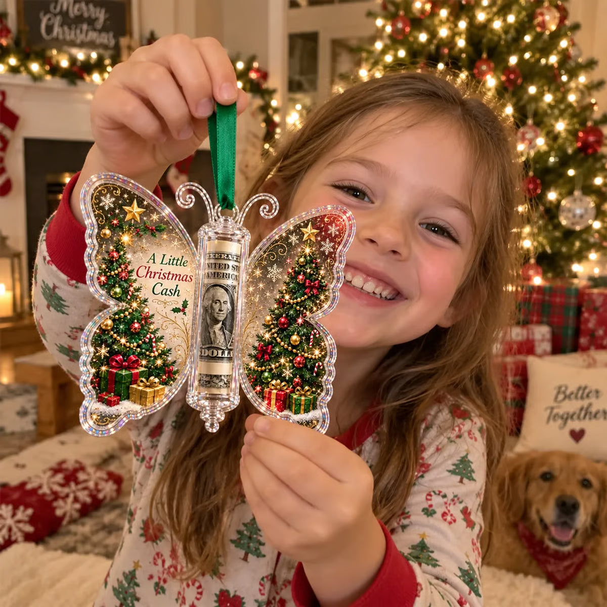 3D Embossed Butterfly Christmas Cash Gift Ornament – Holiday Money Holder Keepsake 🎄✨