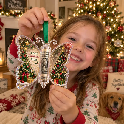 3D Embossed Butterfly Christmas Cash Gift Ornament – Holiday Money Holder Keepsake 🎄✨