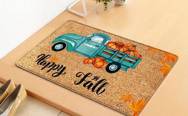 Thanksgiving Pumpkin Doormat | Fall Autumn Holiday Welcome Mat