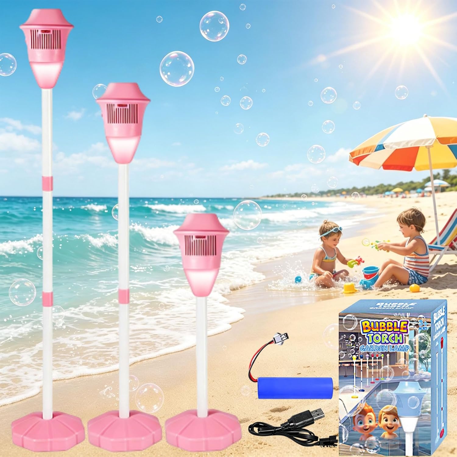 Street Lamp Bubble Maker Stand Machine with Lights