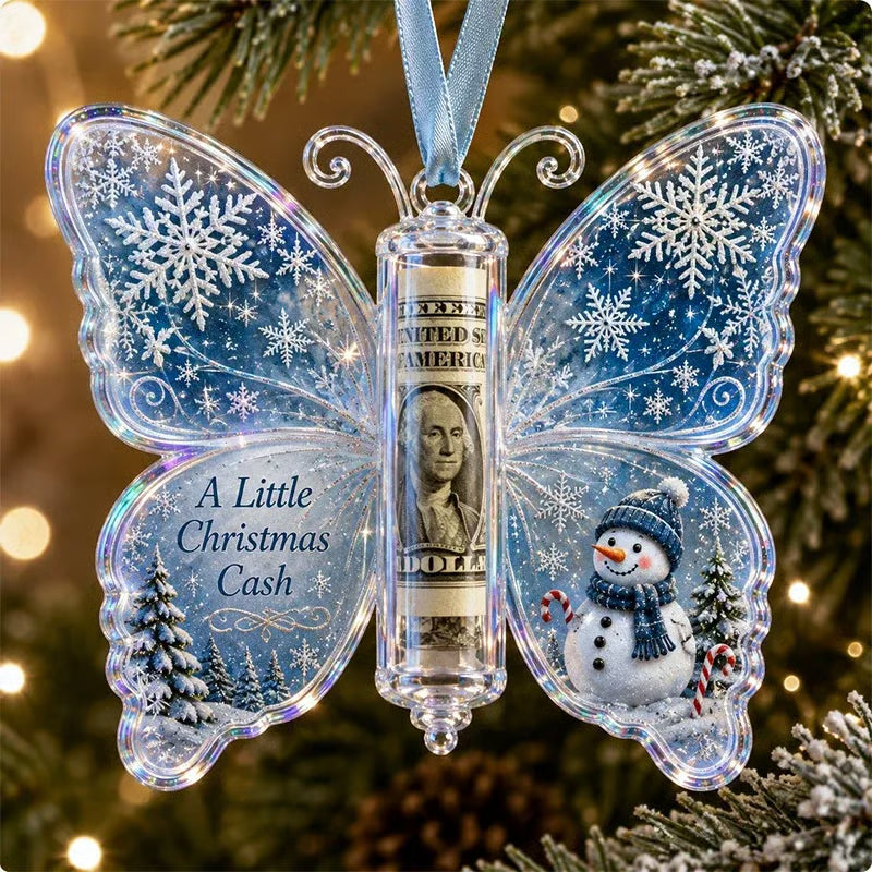 3D Embossed Butterfly Christmas Cash Gift Ornament – Holiday Money Holder Keepsake 🎄✨