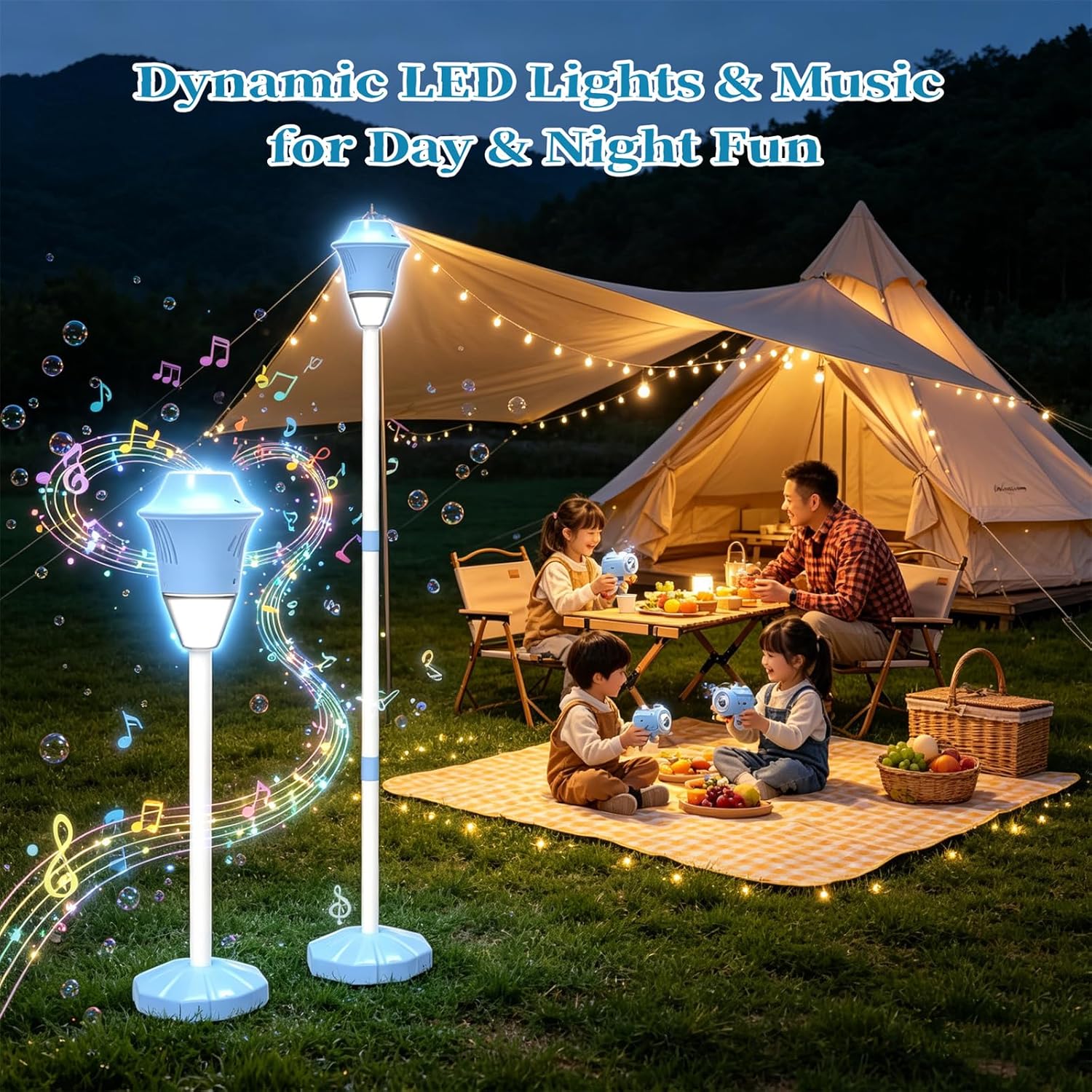 Street Lamp Bubble Maker Stand Machine with Lights