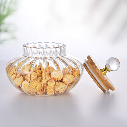 1 PCS High Borosilicate Stripe Sealed Jar, Kitchen Storage Jar, Coffee Can, Coffee Storage Container