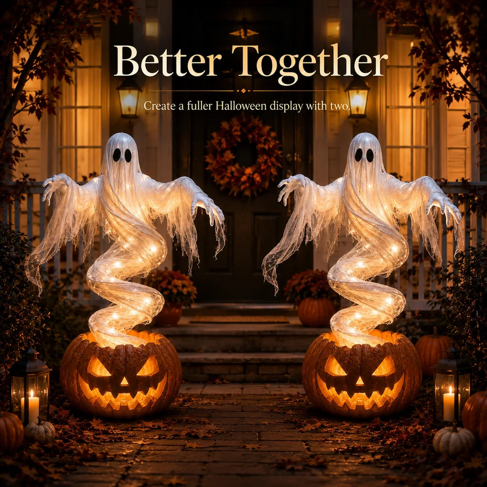 51-Inch Lighted Swirling Ghost Pumpkin Halloween Decoration
