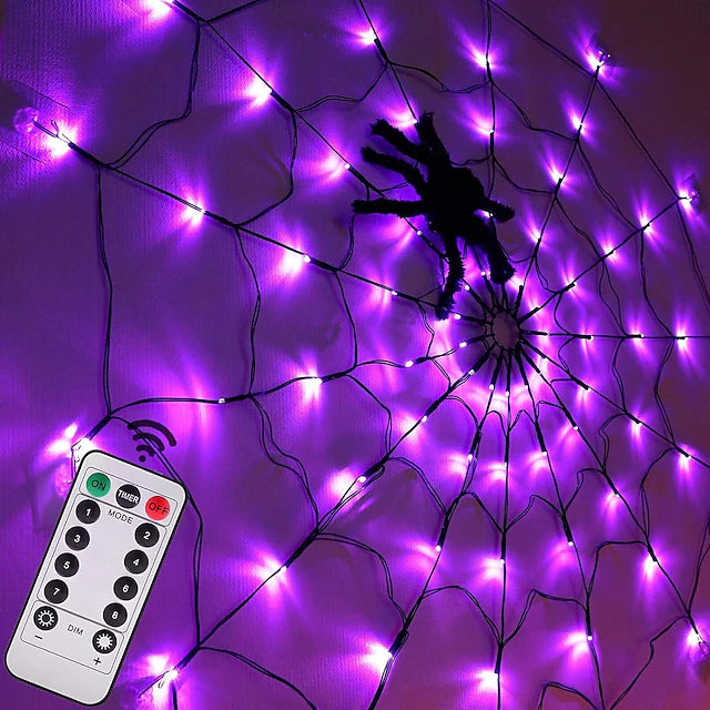 Halloween Spider Web LED Lights – Spooky Outdoor & Indoor Decoration