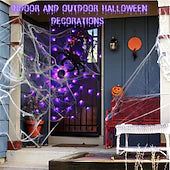 Halloween Spider Web LED Lights – Spooky Outdoor & Indoor Decoration