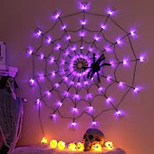 Halloween Spider Web LED Lights – Spooky Outdoor & Indoor Decoration