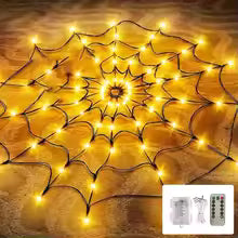Halloween Spider Web LED Lights – Spooky Outdoor & Indoor Decoration