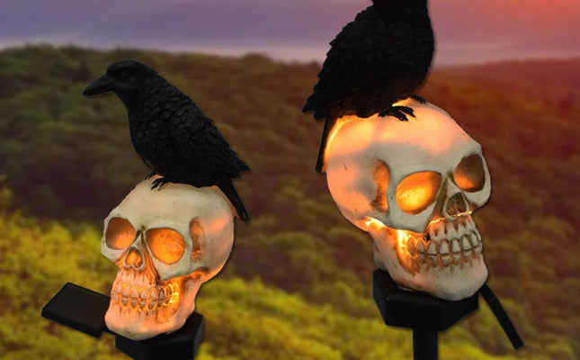 Solar Powered Skull Light | Outdoor Halloween Garden Stake Decor