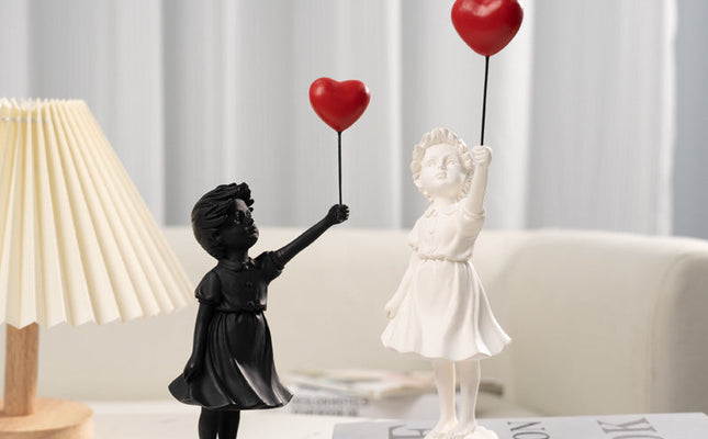 Little Girl with Balloon Resin Art Sculpture