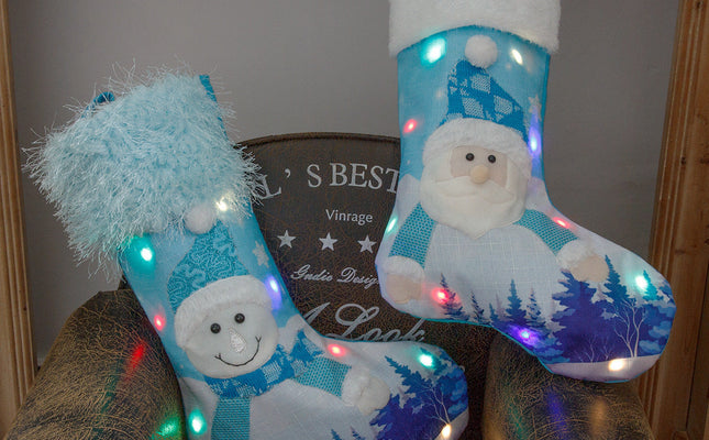 Christmas Stockings with Lights | Large Glowing Gift & Candy Bag Decoration