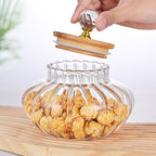 1 PCS High Borosilicate Stripe Sealed Jar, Kitchen Storage Jar, Coffee Can, Coffee Storage Container