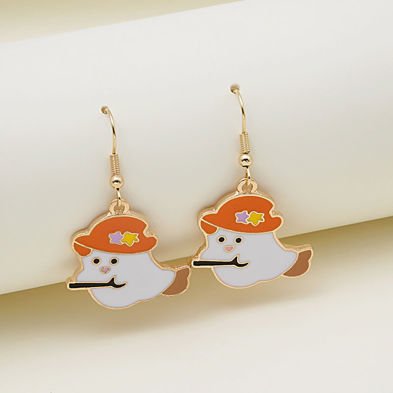 Halloween Pumpkin Earrings | Cute Spooky Oil Drip Alloy Jewelry