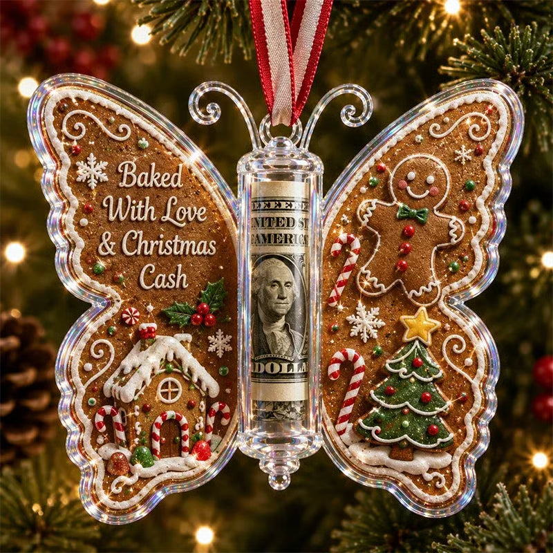 3D Embossed Butterfly Christmas Cash Gift Ornament – Holiday Money Holder Keepsake 🎄✨