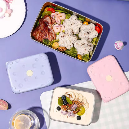Stainless Steel Food Storage Container Set, Purple, Suitable For Refrigerator And Outdoor Use, With Carrying Case