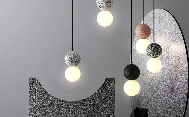 Minimalist Terrazzo Finish Hanging Lamp Fixture