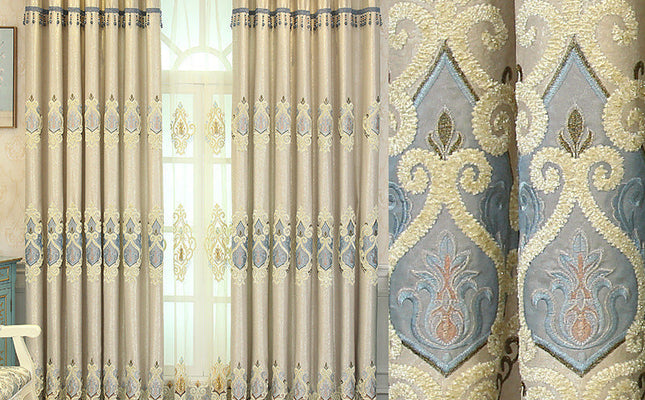 Elegant Thread Embroidery Semi-Transparent Drapes