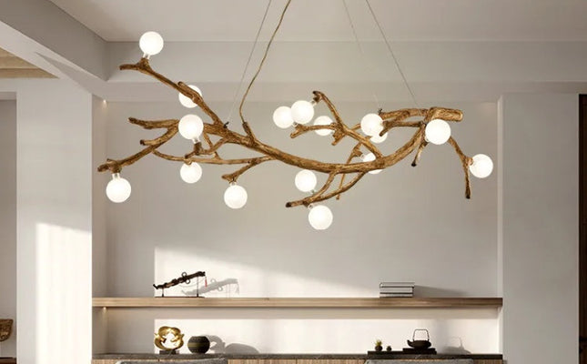 Zen Japanese Wabi-Sabi Tree Branch Chandelier