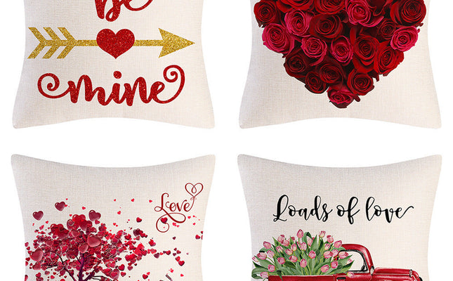 Valentine's Day Linen Throw Pillowcase Gift