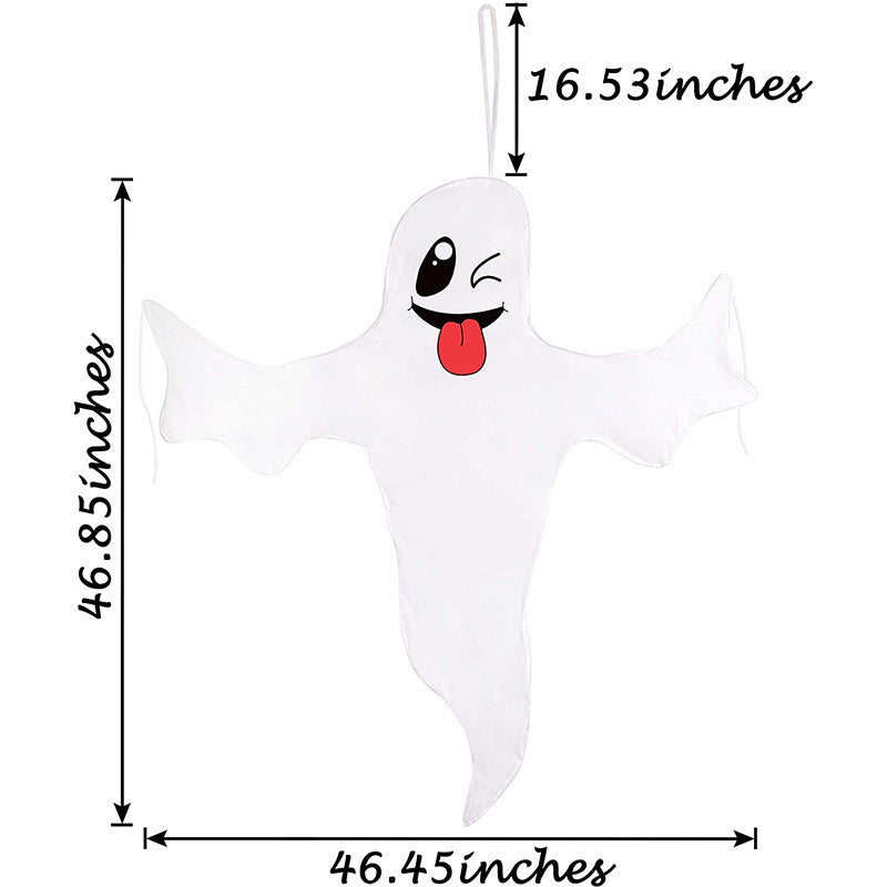 Halloween Ghost Flag | White Spooky Scene Decoration